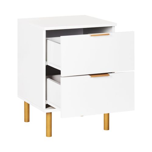 Table De Nuit à 2 Tiroirs Walpole Blanc