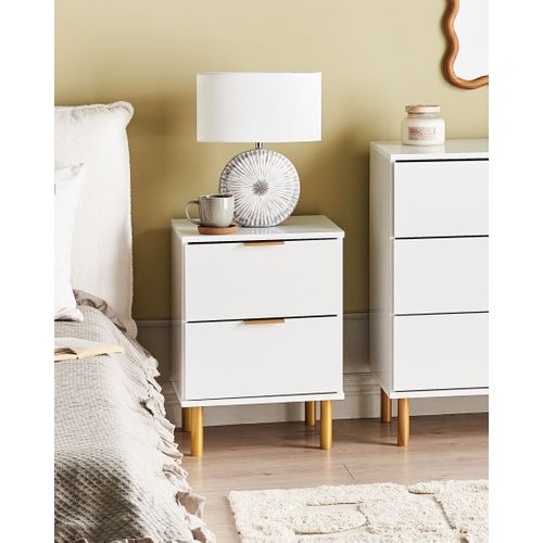 Table De Nuit à 2 Tiroirs Walpole Blanc