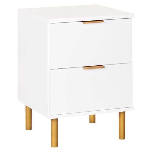 Table De Nuit à 2 Tiroirs Walpole Blanc