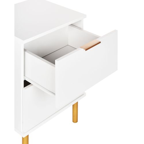 Table De Nuit à 2 Tiroirs Walpole Blanc