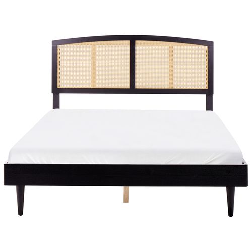 Lit Avec LED Rotin Varzy 160 X 200 Cm Noir