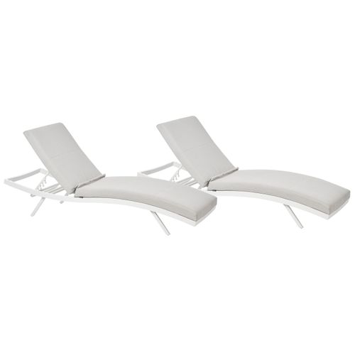 Lot De 2 Transats Avec Coussins Amelia Métal Gris Clair