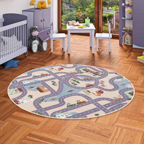 Tapis Rues Pour Enfants Fun Town Rond 200x200cm