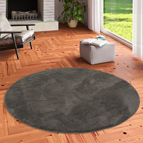 Tapis à Poils Longs Silky Rond 160cm Anthracite
