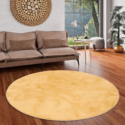 Tapis à Poils Longs Melia Rond 200cm Jaune