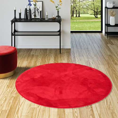 Tapis à Poils Longs Melia Rond 160cm Bordeaux