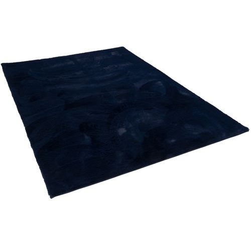 Tapis En Fourrure Plush 120x170cm Bleu Foncé