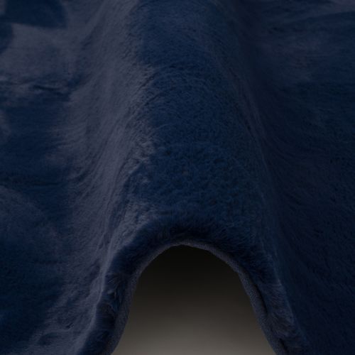 Tapis En Fourrure Plush 140x180cm Bleu Foncé