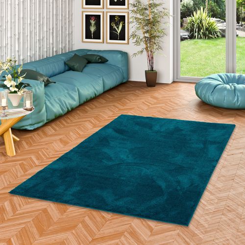 Tapis à Poils Longs Silky 160x230cm Bleu Foncé