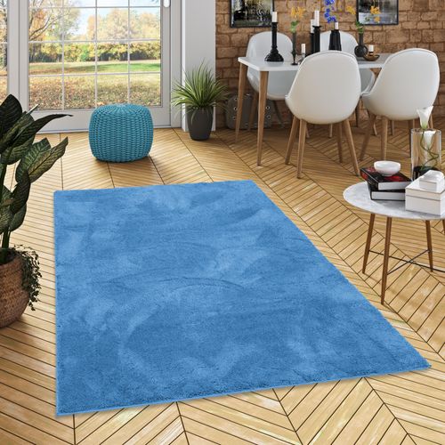 Tapis à Poils Longs Silky 200x290cm Bleu