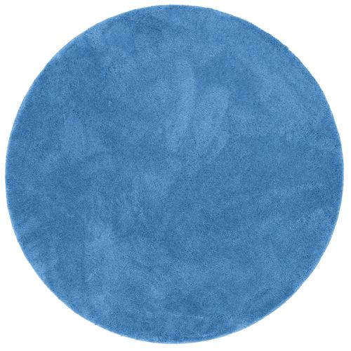 Tapis à Poils Longs Silky Rond 120cm Bleu