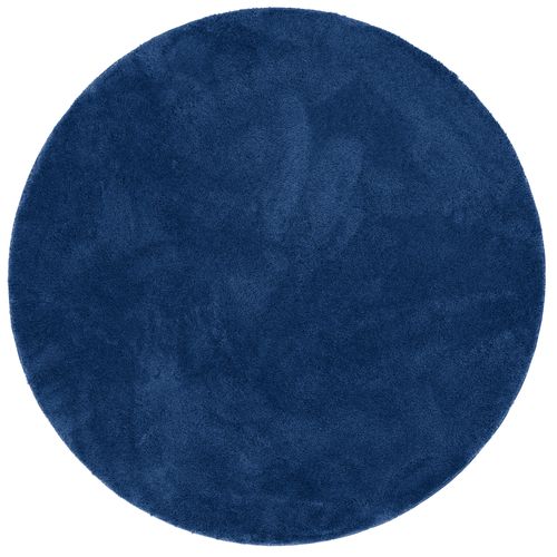Tapis à Poils Longs Silky Rond 120cm Bleu Foncé