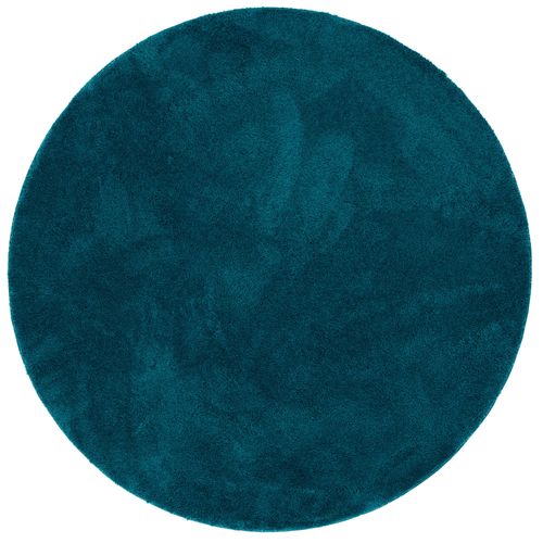 Tapis à Poils Longs Silky Rond 120cm Bleu Foncé