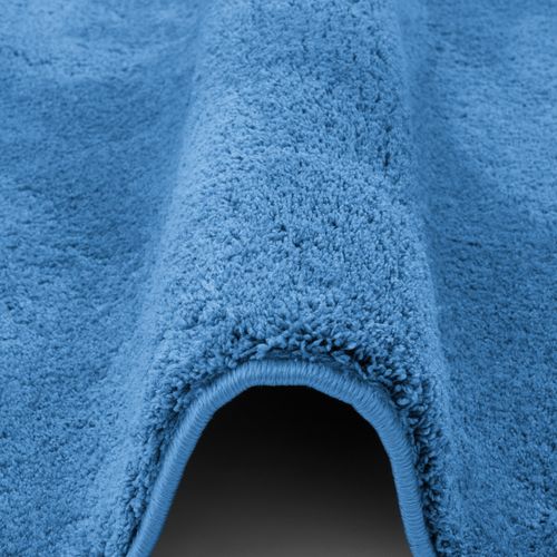 Tapis à Poils Longs Silky Rond 200cm Bleu