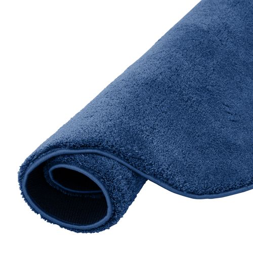 Tapis à Poils Longs Silky Rond 200cm Bleu Foncé