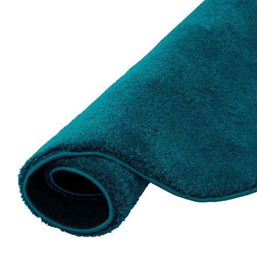 Tapis à Poils Longs Silky Rond 200cm Bleu Foncé