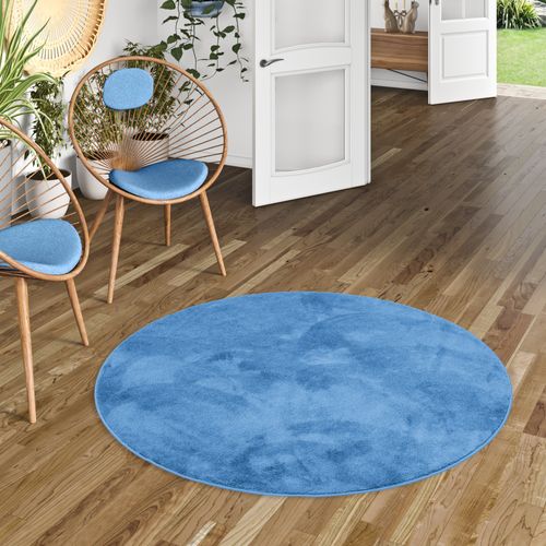 Tapis à Poils Longs Melia Rond 160cm Bleu