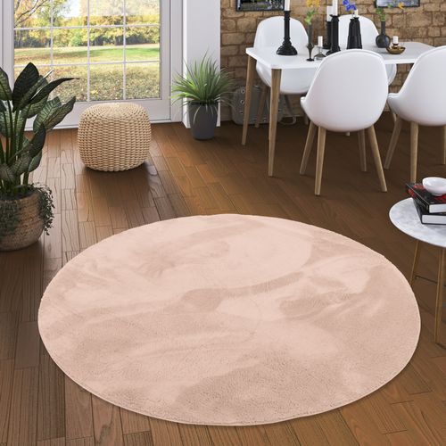 Tapis En Fourrure Pearl Rond 120cm Vieux Rose