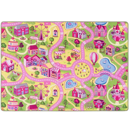 Tapis Rues Réversible 160x160cm Rose