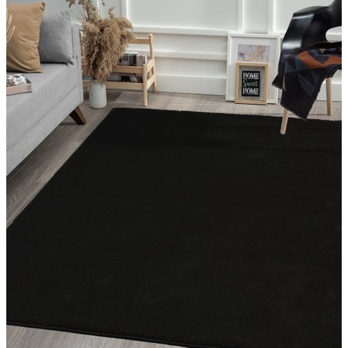 Tapis Marley Élégant Salon, Poils Courts, Noir, 80 X 150 Cm