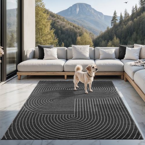 Tapis Santo Plus Moderne Design Boho, Anthracite, 120x160 Cm