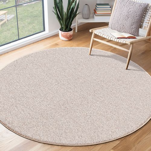 Tapis Natal Moderne Uni Anti-salissures, Beige, 80 Cm Rond