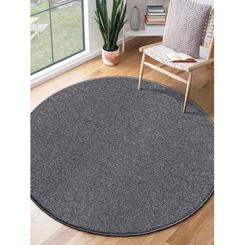 Tapis Natal Moderne Uni Anti-salissures, Anthracite, 80 Cm Rond