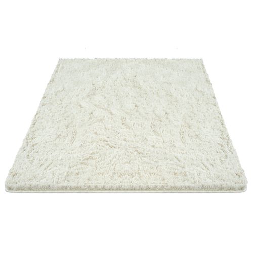 Tapis Soft Shaggy Poils Long Antidérapant, Crème, 80x150 Cm