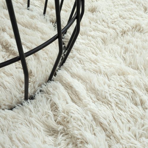 Tapis Soft Shaggy Poils Long Antidérapant, Crème, 80x150 Cm