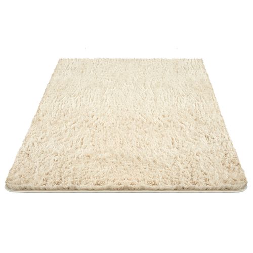 Tapis Soft Shaggy Poils Long Antidérapant, Beige, 120x160 Cm