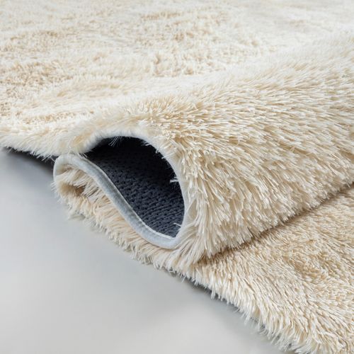 Tapis Soft Shaggy Poils Long Antidérapant, Beige, 160x220 Cm