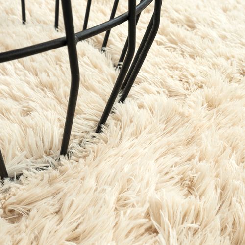 Tapis Soft Shaggy Poils Long Antidérapant, Beige, 160x220 Cm