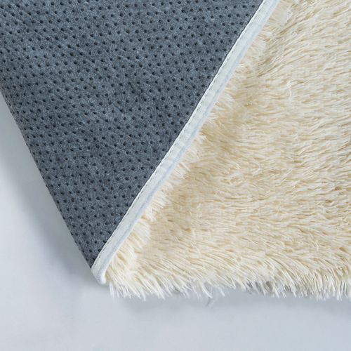 Tapis Soft Shaggy Poils Long Antidérapant, Beige, 160x220 Cm