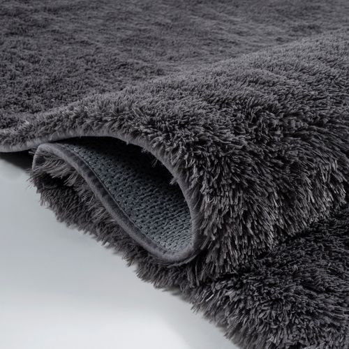 Tapis Soft Shaggy Poils Long Antidérapant, Anthracite, 120 Cm Rond