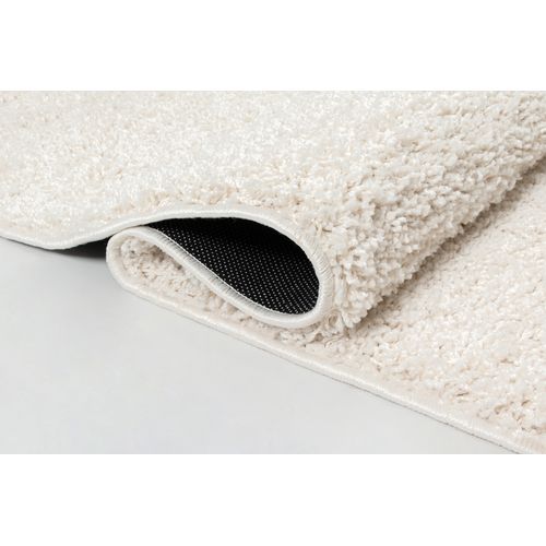 Tapis Foxy Shaggy Uni Lavable Antidérapant, Crème, 120 Cm Rond