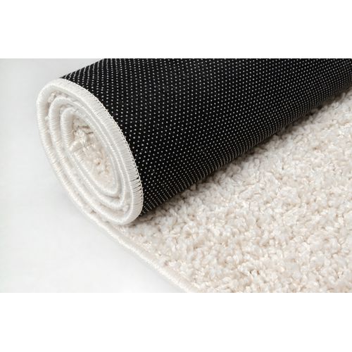 Tapis Foxy Shaggy Uni Lavable Antidérapant, Crème, 120 Cm Rond
