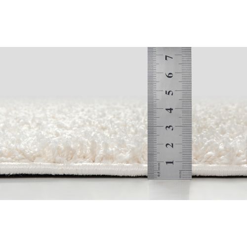 Tapis Foxy Shaggy Uni Lavable Antidérapant, Crème, 120 Cm Rond