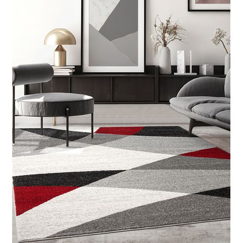 Tapis Pearl Moderne Salon Découpe Contour, Gris Rouge, 120x160 Cm