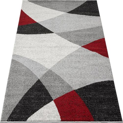 Tapis Pearl Moderne Salon Découpe Contour, Gris Rouge, 140x200 Cm