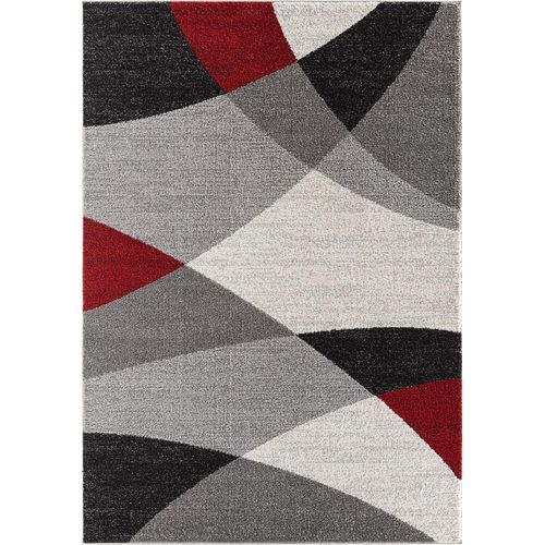 Tapis Pearl Moderne Salon Découpe Contour, Gris Rouge, 140x200 Cm
