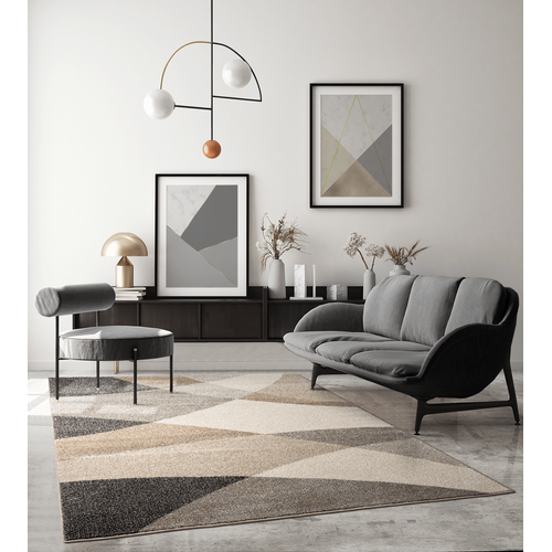 Tapis Pearl Moderne Salon Découpe Contour, Beige, 200x280 Cm