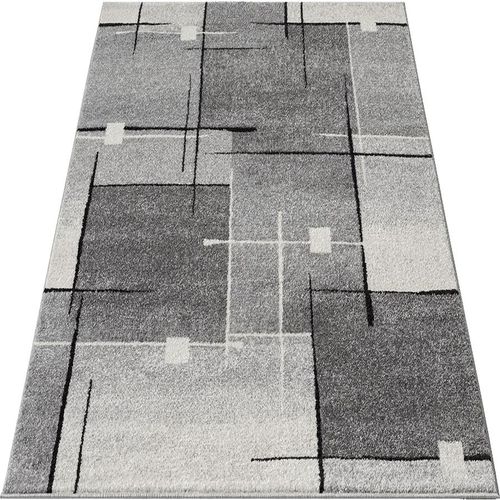Tapis Pearl Moderne Salon Découpe Contour, Gris, 80x140 Cm