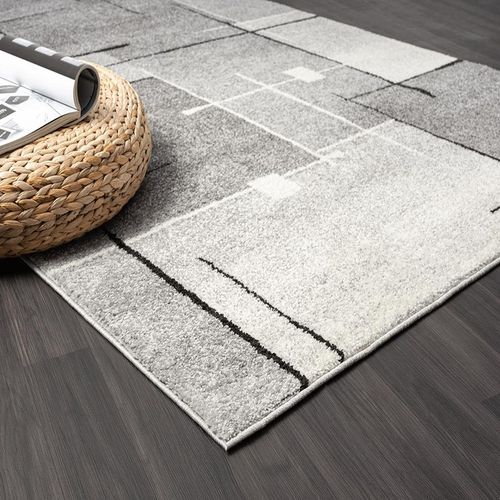 Tapis Pearl Moderne Salon Découpe Contour, Gris, 160x220 Cm