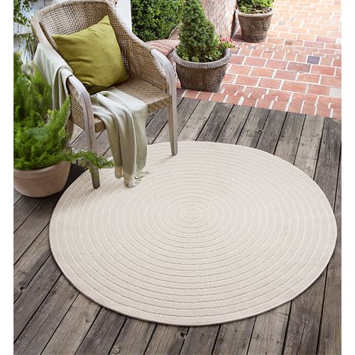 Tapis Santo Plus Moderne Design Boho, Crème, 120 Cm Ronde