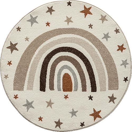 Tapis Beat Kids Moderne Enfant Arc-en-ciel Étoiles Pastel, Crème, 120 Cm Ronde