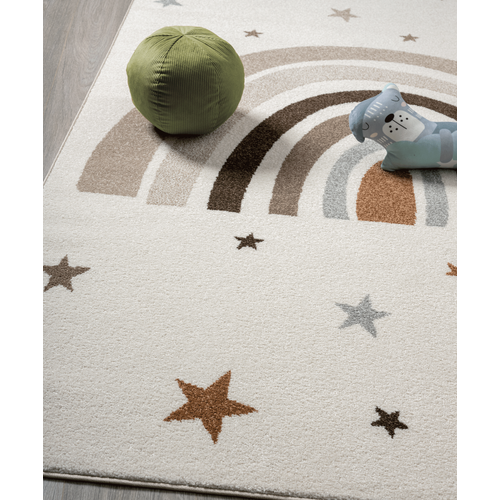 Tapis Beat Kids Moderne Enfant Arc-en-ciel Étoiles Pastel, Crème, 120x170 Cm