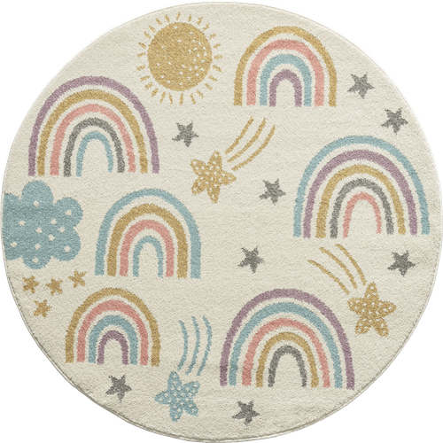 Tapis Beat Kids Moderne Et Doux Enfant, Crème, 160 Cm Ronde