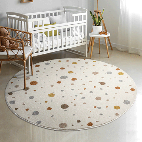 Tapis Beat Kids Moderne Bébé Fille Garçon, Crème, 120 Cm Ronde