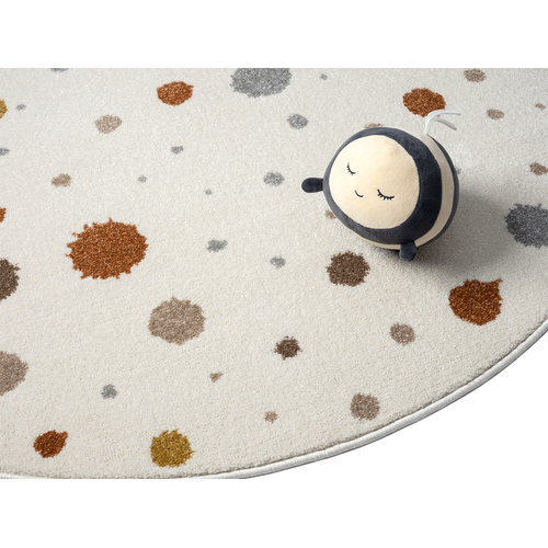 Tapis Beat Kids Moderne Bébé Fille Garçon, Crème, 160 Cm Ronde