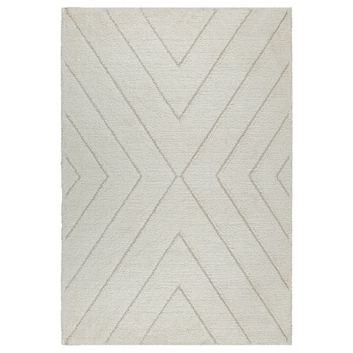 Tapis Bahar Shaggy Motif Triangle, Crème, 240x340 Cm